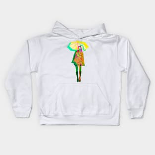 A woman with an umbrella Kids Hoodie